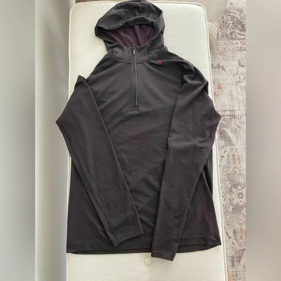 LULULEMON Mens Vent Tech 1/2 Zip Long Sleeve Shirt with Hood Size M - Picture 12 of 13
